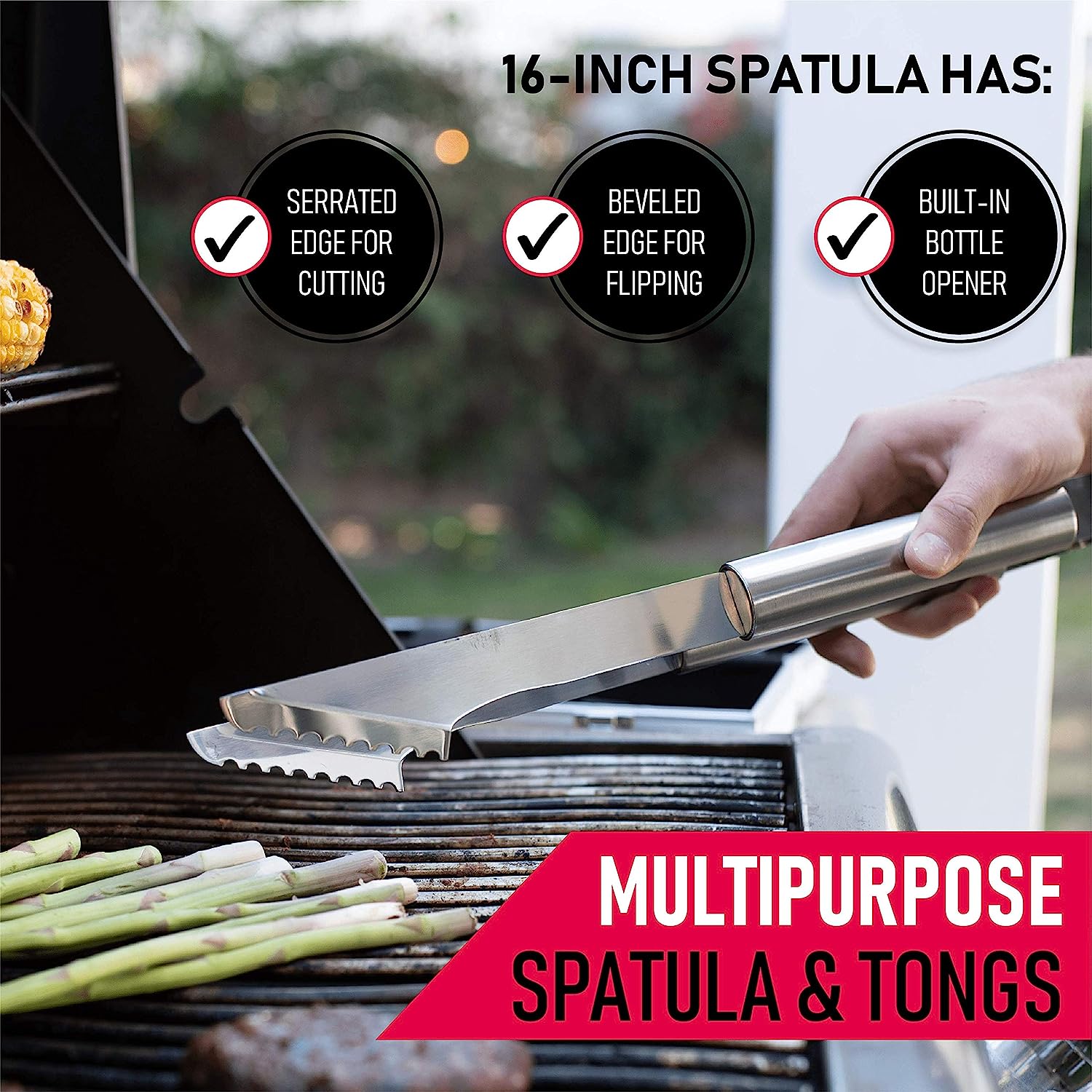 Grill Tool Set - 13 Piece - Barbecue BBQ Grill Accessories and Tools - Includes Utensil Holder | Great Birthday Gifts for Dad, Wife and Fathers Day